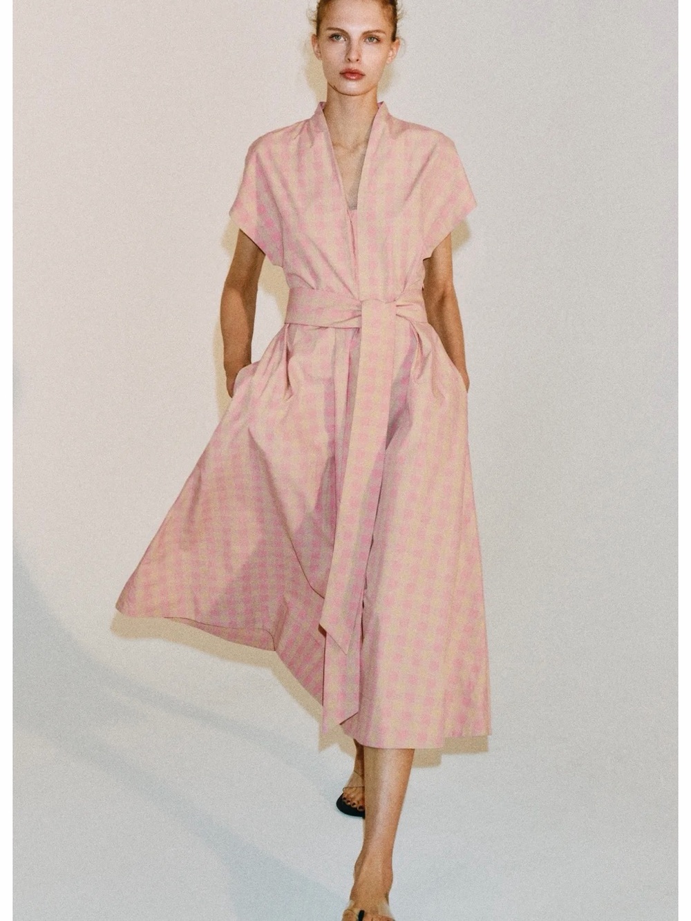 ZARA CHECK POPLIN DRESS ZW COLLECTION, size M